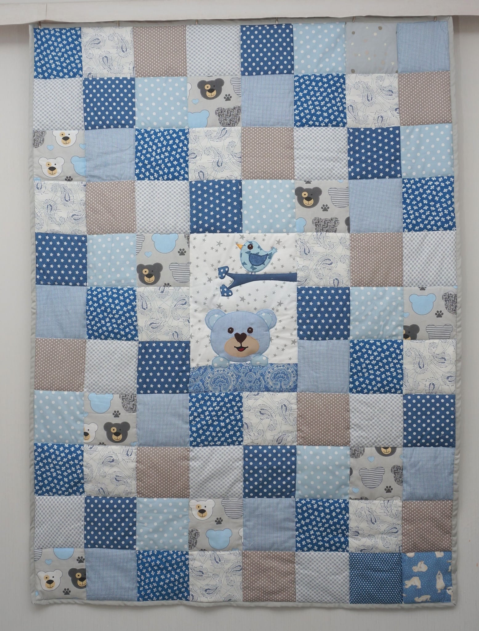 2607 Kids Quilt 02 Teddy Bear blue