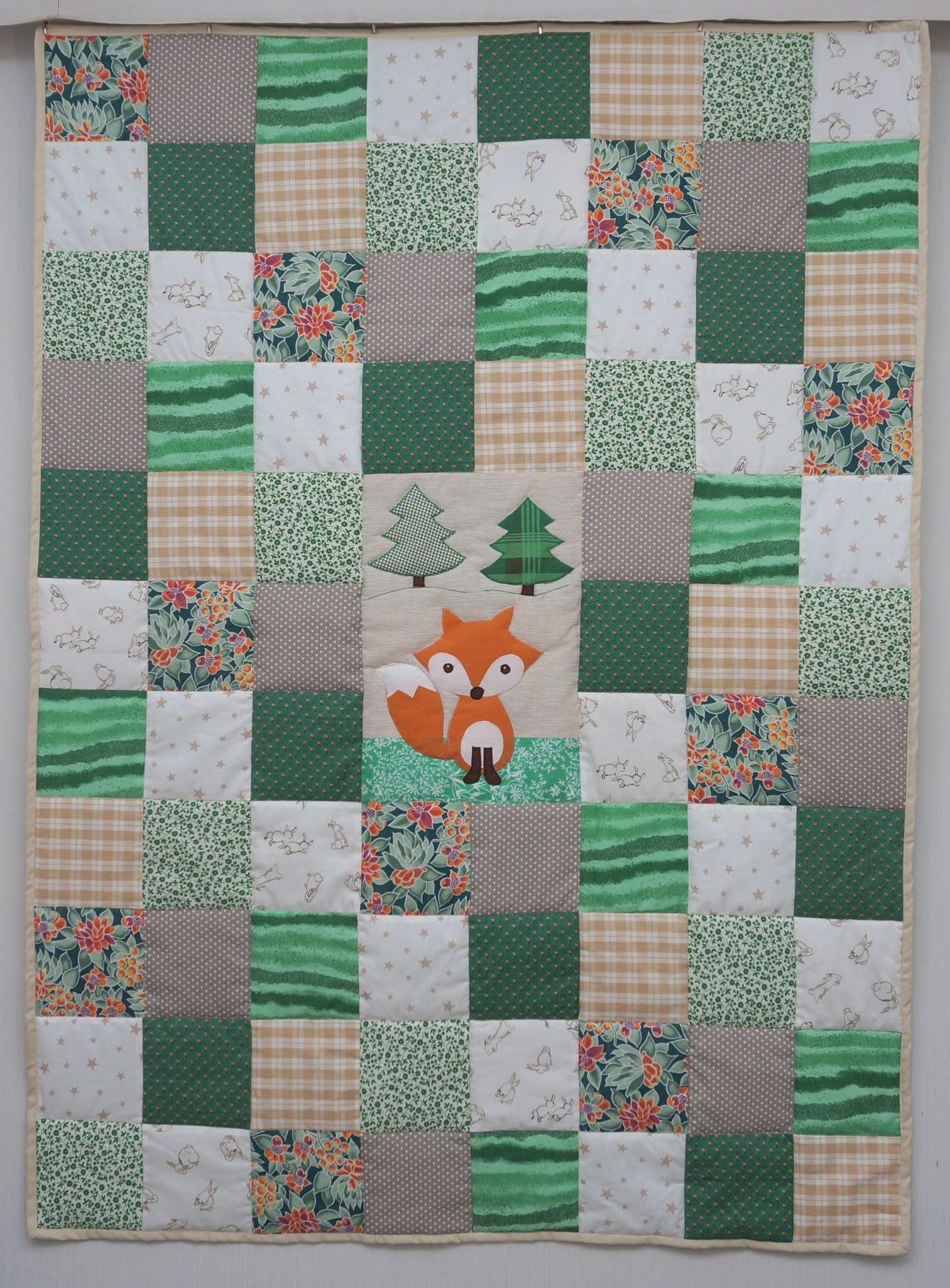 2609 Kids Quilt 03 Fox orange green