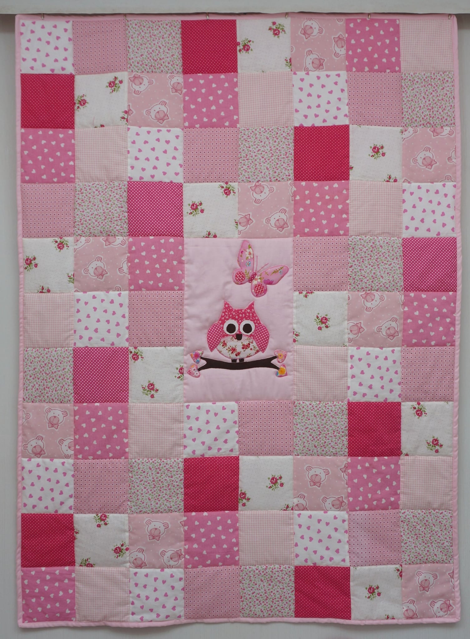 2610 Kids Quilt 02 Owl pink