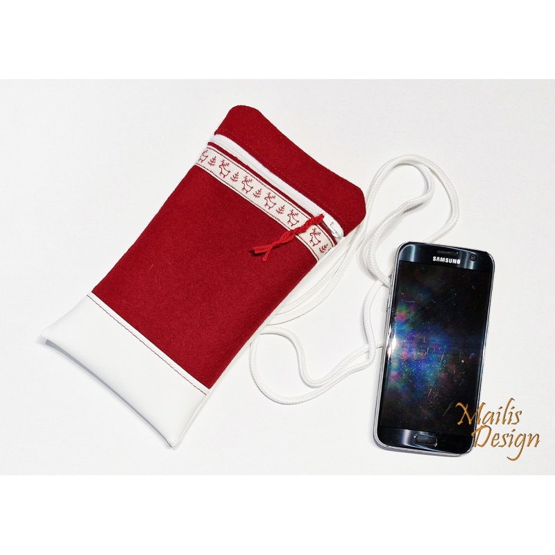 Jõulune mobiili kott, punane/valge