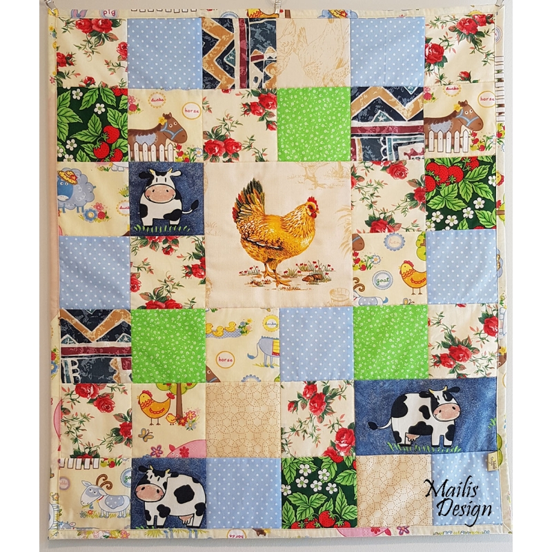 Baby patchwork quilt Farm animals (90 x 75 cm), 100% cotton