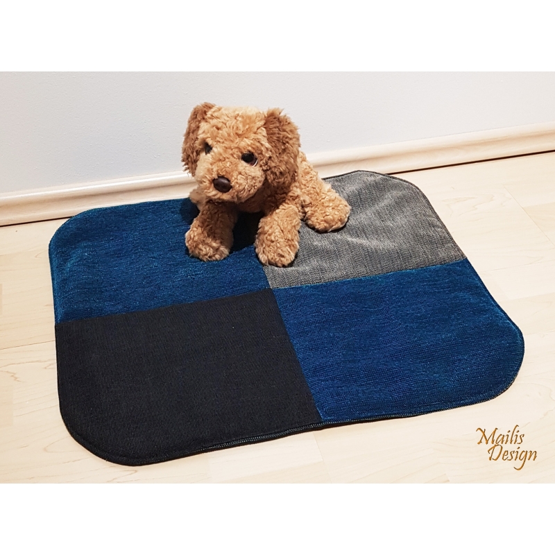 Dog bed, sleeping mat, S - 50x55cm, blue and gray