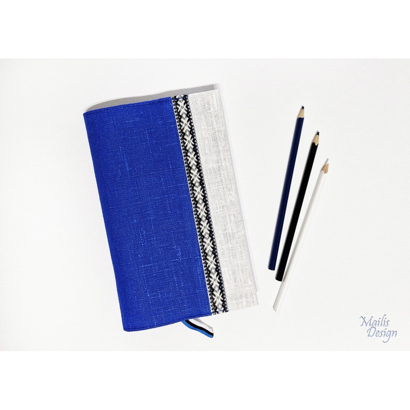 Märkmik + linased kaaned, sini-must-valge