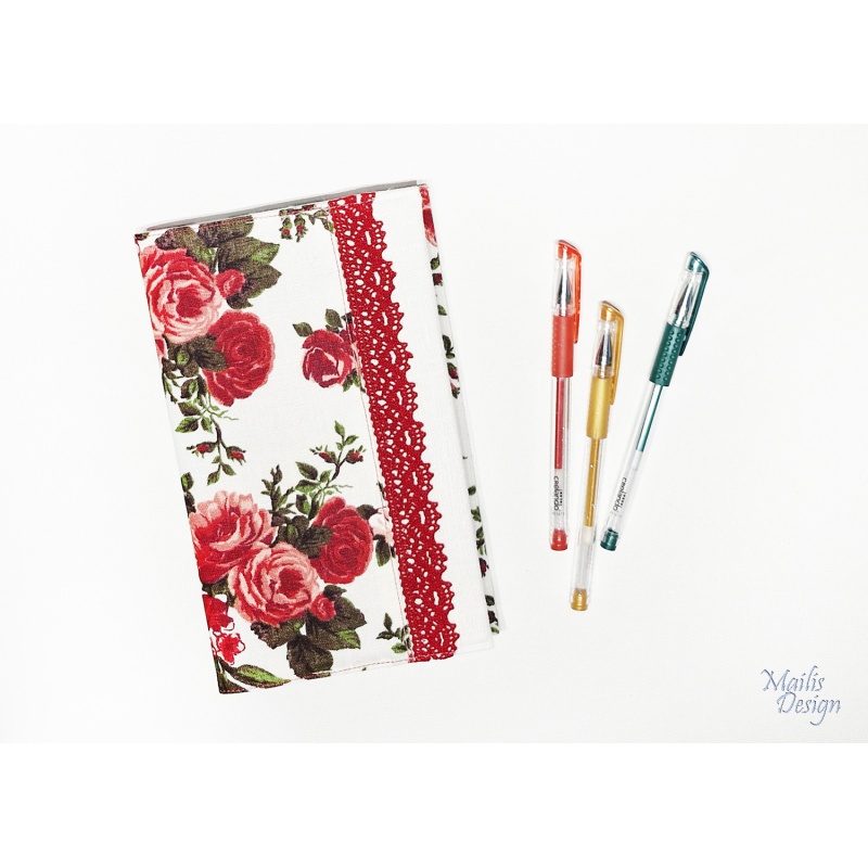 Märkmik + linased kaaned, roosid