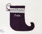 Personalized Christmas stocking, woollen felt (Width 12 cm), purple