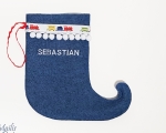 Personalized Christmas stocking, woollen felt (Width 12 cm), blue
