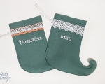 Personalized Christmas stocking, woollen felt (Width 12 cm), light green