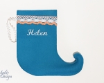 Personalized Christmas stocking, woollen felt (Width 12 cm), turquoise