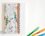 Notizbuch und Buchhülle aus Leinen (A5) 21 x 15 cm, Feldblumen