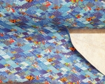 Linen fabric (100% linen), digital printing, blue. The price for 0,5 m.