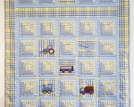 Kids quilt with cars (110 x 140 cm), blue & yellow