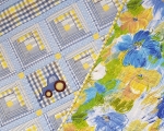 Kids quilt with cars (110 x 140 cm), blue & yellow