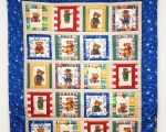 Patchwork flickendecke mit Teddybär (115 x 100 cm), blau