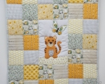 Baby Patchwork Quilt with Tiger (95 x 80 cm), yellow-gray