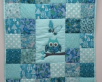 Baby Quilt with Owl (95x 80 cm), mint