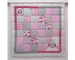  Baby patchwork quilt with Owl (100 x 100 cm), pink