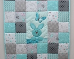  Baby patchwork quilt with Bunny (95 x 80 cm), mint green