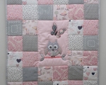 Baby Quilt with Owl (95x 80 cm), pink