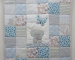  Baby patchwork quilt with Elephant (95 x 80 cm), blue