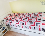 Full Size Patchwork Quilt, with DOTS (145 x 210 cm), red-black-white-gray