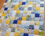 Full Size Patchwork Quilt (150 x 220 cm), blue-yellow