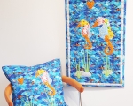 Tapestry and decorative pillow SEAHORSES, linen
