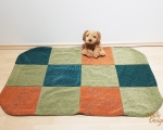 Dog bed, sleeping mat, XL - 70x110cm, green and orange