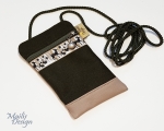 Phone case, khaki green/beige, wild goats (phone 8,5 x 15 cm)