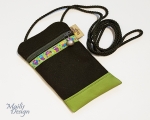 Tasche für Mobiltelefon, khakigrün/hellgrün, Eulen (mob 8,5 x 15 cm)