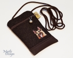 Tasche für Mobiltelefon, dunkelbraun, der Hund (mob 8,5 x 15 cm)