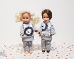 Dolls Sweatsuits, grey with lion, for for dolls 21cm/8"