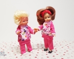 Dolls Sweatsuits, pink with flowers, for dolls 21cm/8"