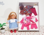 Puppenkleidungsset mit Vintage-Puppe, rosa
