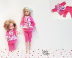 Dolls Sweatsuits, pink with flowers. Barbie and Paola Reina mini amigas.