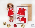 Puppenweihnachtskleid, Leggings und Schuhe, Paola Reina Mini Amigas (21 cm).