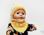 Nuku müts (pü 28cm) ja kaelussall, oranži kirju