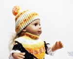 Nuku müts (pü 36cm) ja kaelussall, oranži kirju