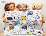 Doll blanket, patchwork quilt 45 x 45 cm and pillow