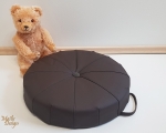 Round seat cushion, leather floor seat pad, 45 cm, dark brown