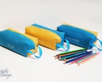 Pencil case, felt, yellow-turquoise