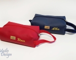 Toiletry bag with monogram, personalized, faux leather 24 x 12cm
