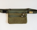 Waist bag, felt & faux leather, olive green